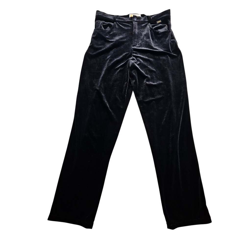Skea Paris Vintage Velvet Pant Women 10 Black High Rise Straight Leg USA Luxury